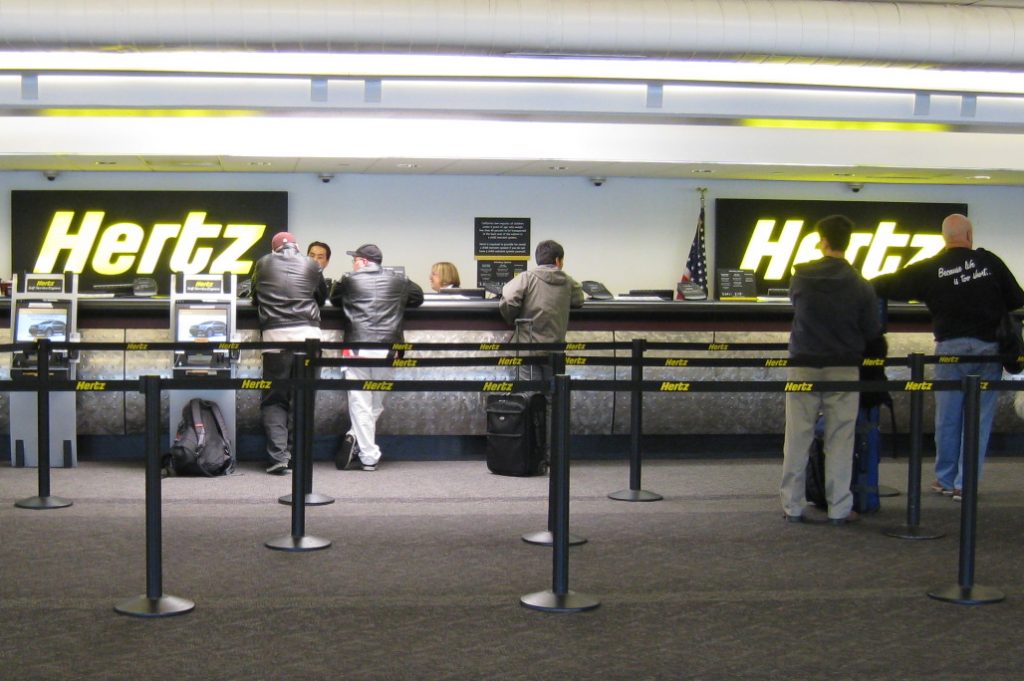 Hertz counter at the airport