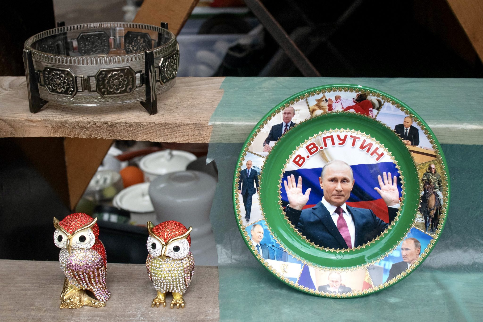 A Putin trinket at a Russian shop. The state tourism authority is developing trips based upon his press outings. 