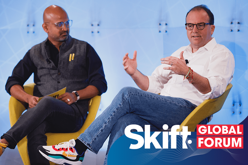 Skift founder Rafat Ali interviewed MCR CEO Tyler Morse at Skift Global Forum 2021 at his TWA Hotel at JFK Airport.