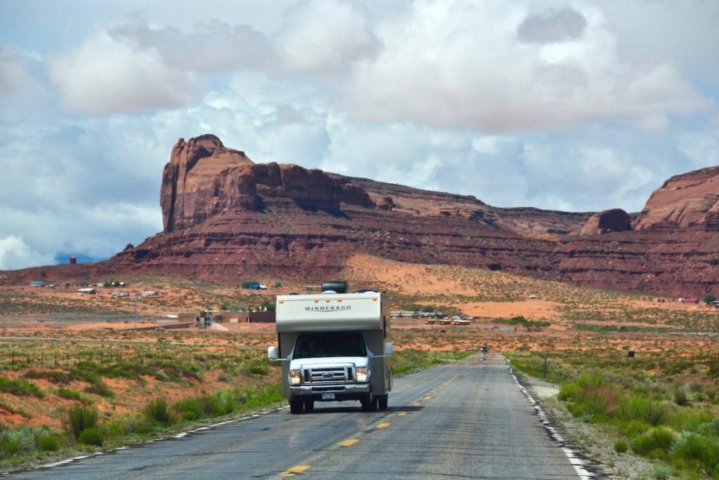 van on the road in Utah