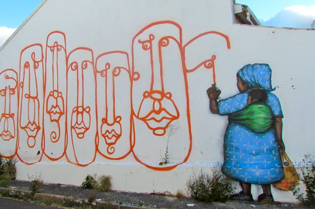 A painted wall mural in Cape Town in South Africa