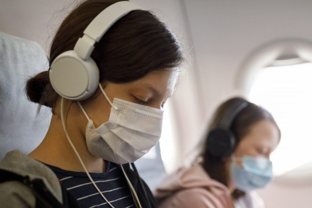 Inside an airplane