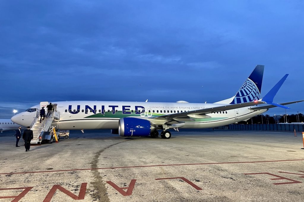 United Airlines flew a Boeing 737 Max to Washington, D.C., on a 50% blend of sustainable aviation fuel.