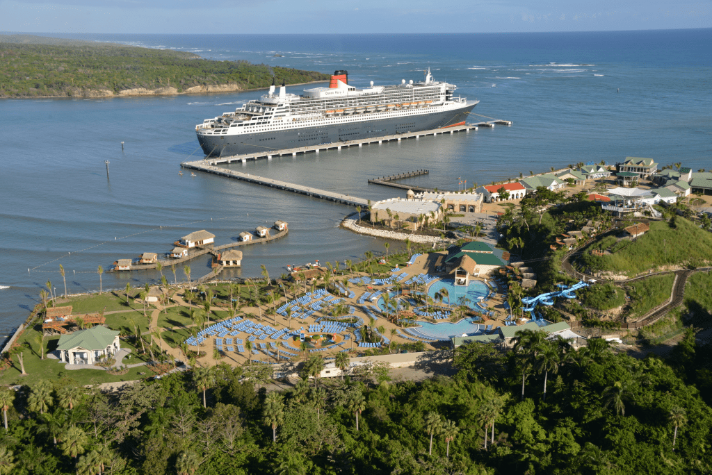 Carnival's Queen Mary 2 docked at Amber Cove in the Dominican Republic