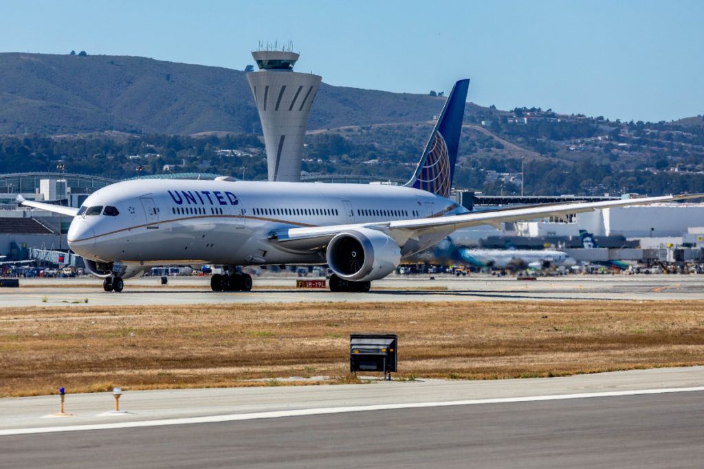 A United aircraft on the runway at San Francisco (SFO) Airport. Source: SFO Airport.