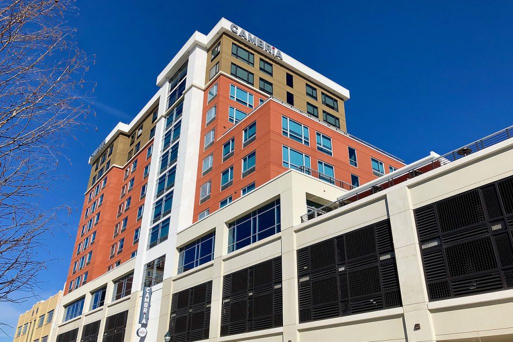 Beefing up its Cambria Hotels is only one part of a Choice Hotels' push into higher-end sectors. Pictured is the Cambria Hotel Downtown Asheville in Asheville, North Carolina.