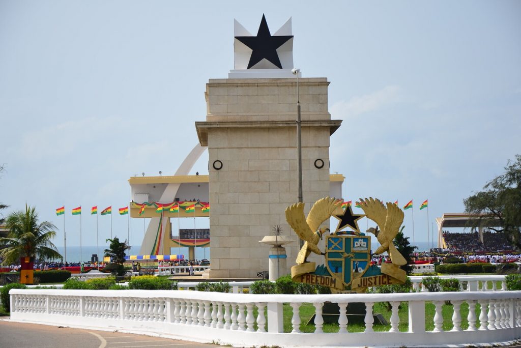 Independence Arch and Independence Square in Accra, Ghana's capital 