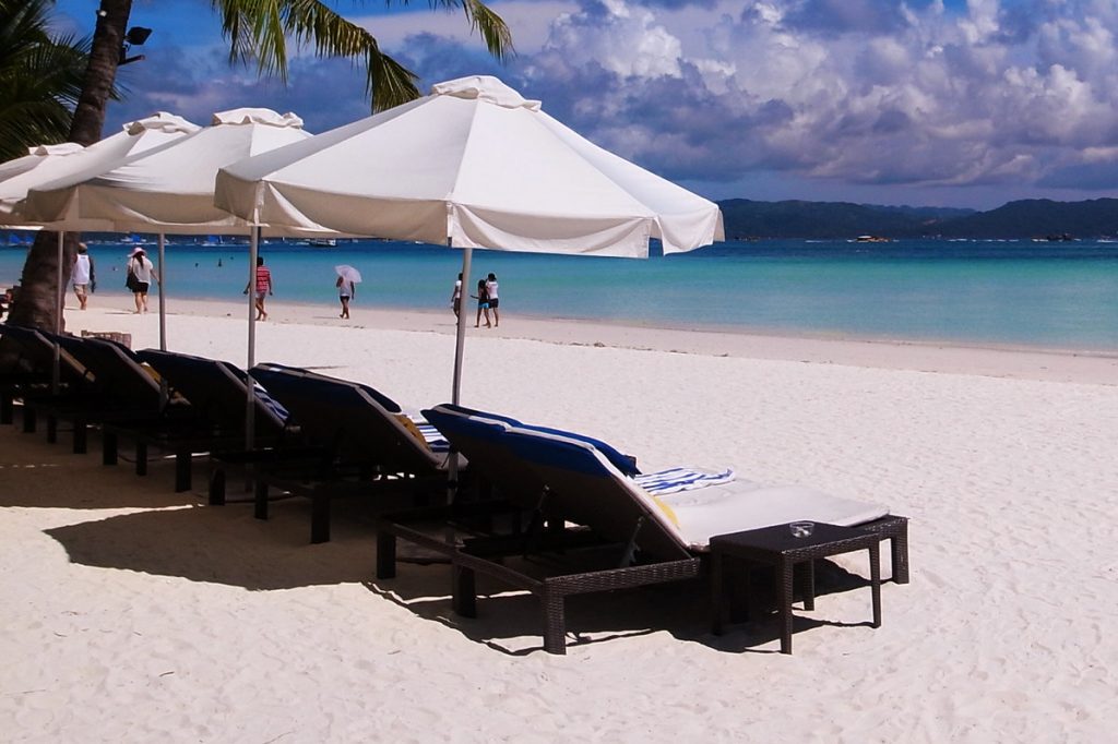 A beach on the popular Filipino vacation destination of Boracay