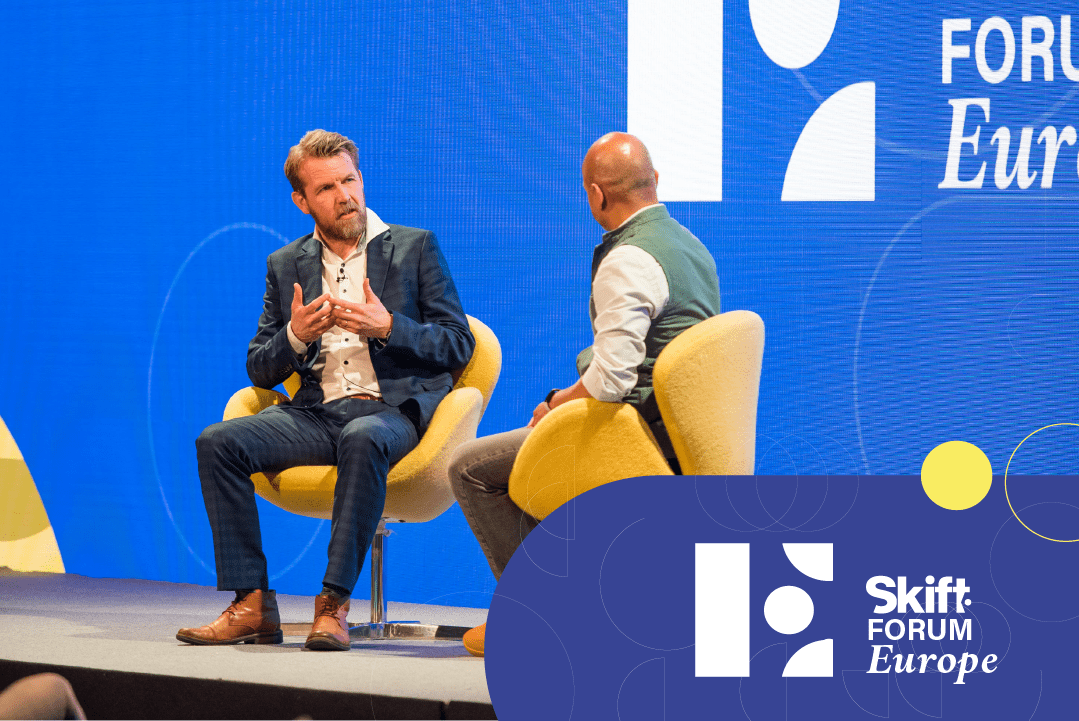 Visit Greenland CEO Hjörtur Smárason spoke with Skift Founder and CEO Rafat Ali at Skift Forum Europe 2022 on March 24, 2022, in London. Source: Skift.