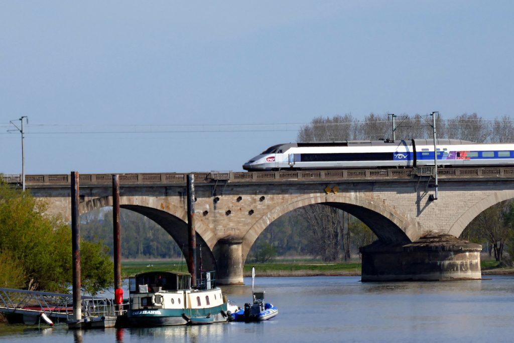 A TGV train operating a connecting 