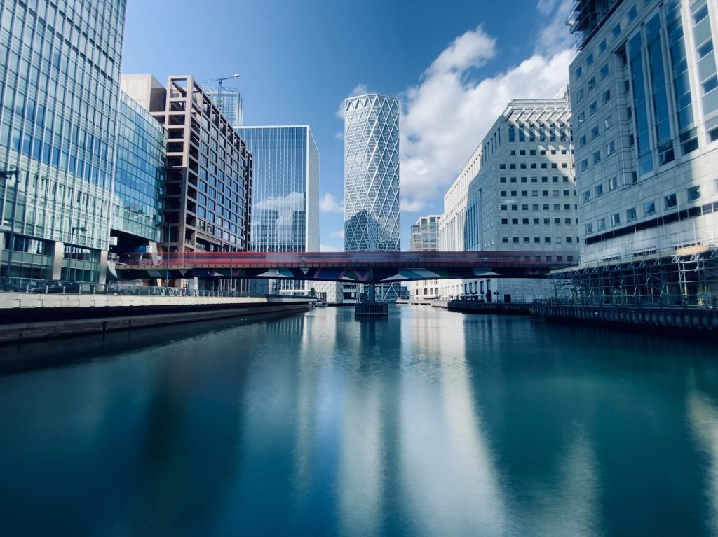 London's Canary Wharf, home to Amex GBT's main UK offices.