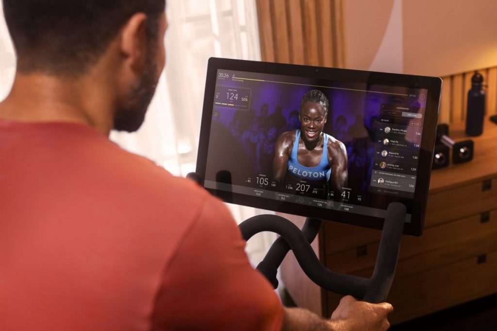 Guest using Peloton in a room