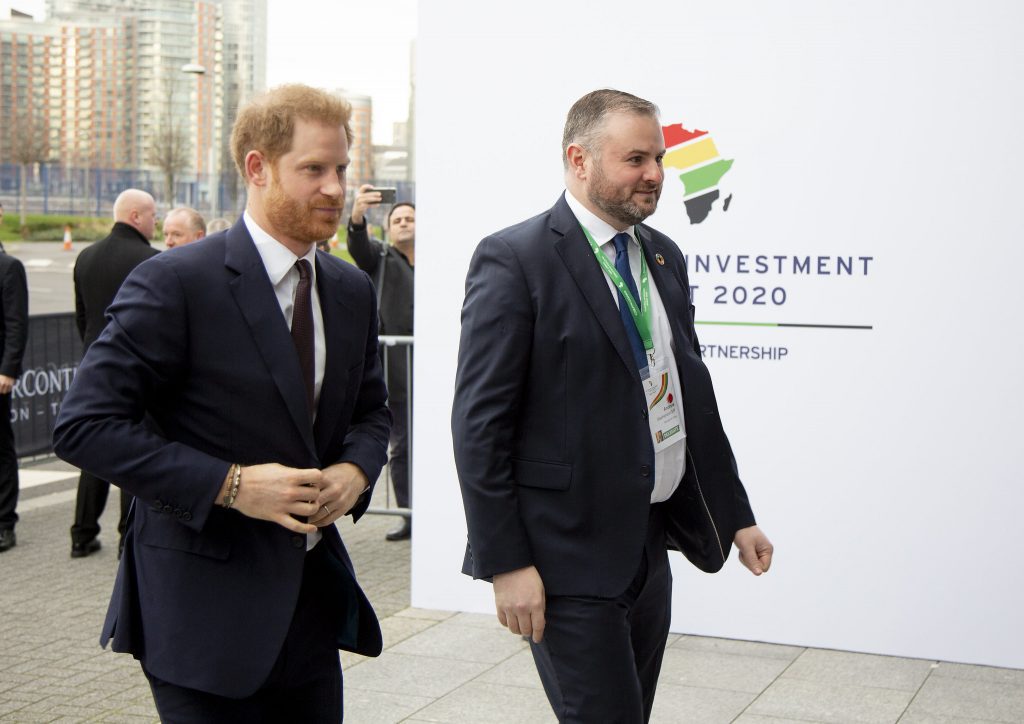 Prince Harry, left, at the UK-Africa Investment Summit in London, 20 January 2020.