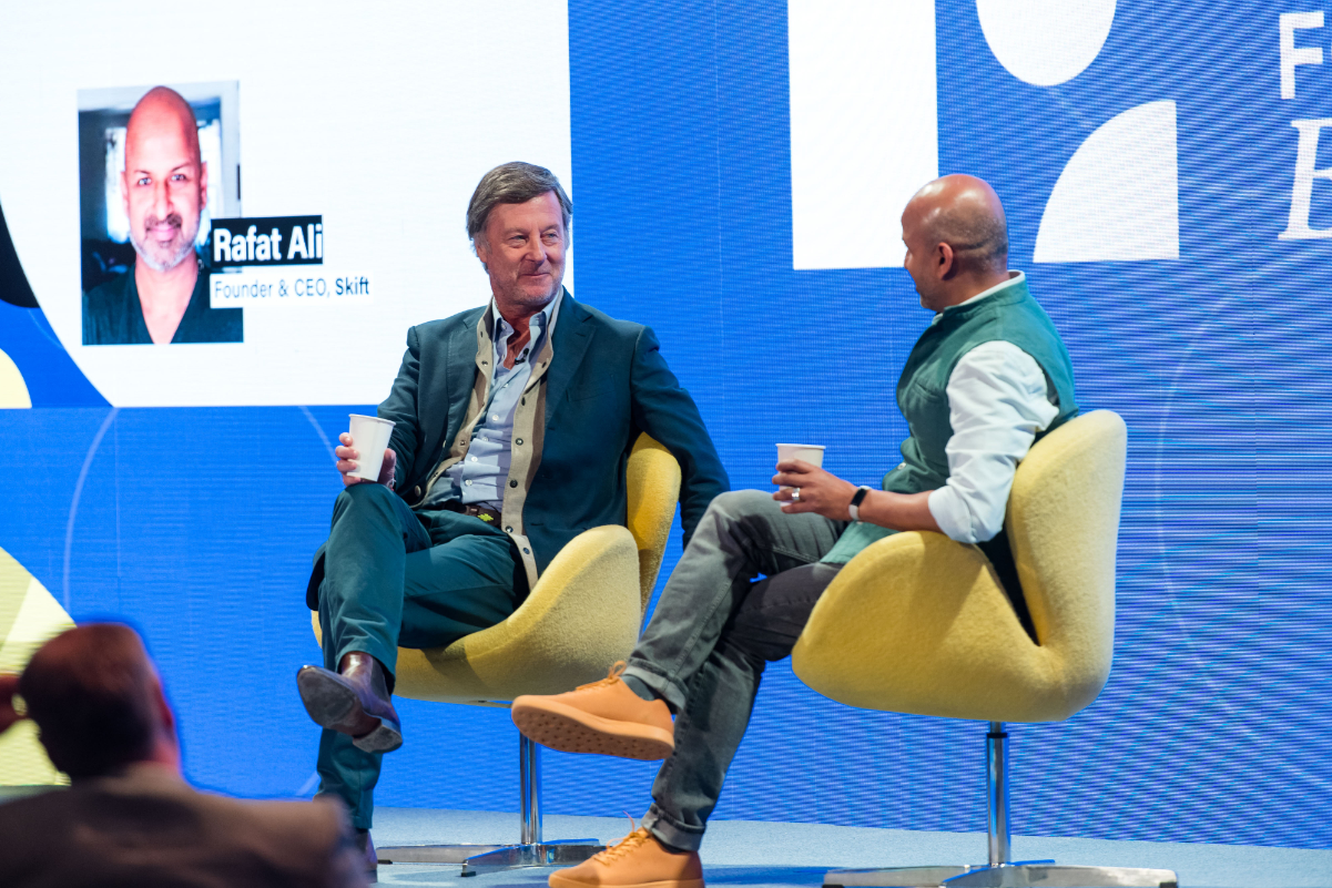 ccor Chairman and CEO Sébastien Bazin spoke with Skift Founder and CEO Rafat Ali at Skift Forum Europe on March 24, 2022, in London. 