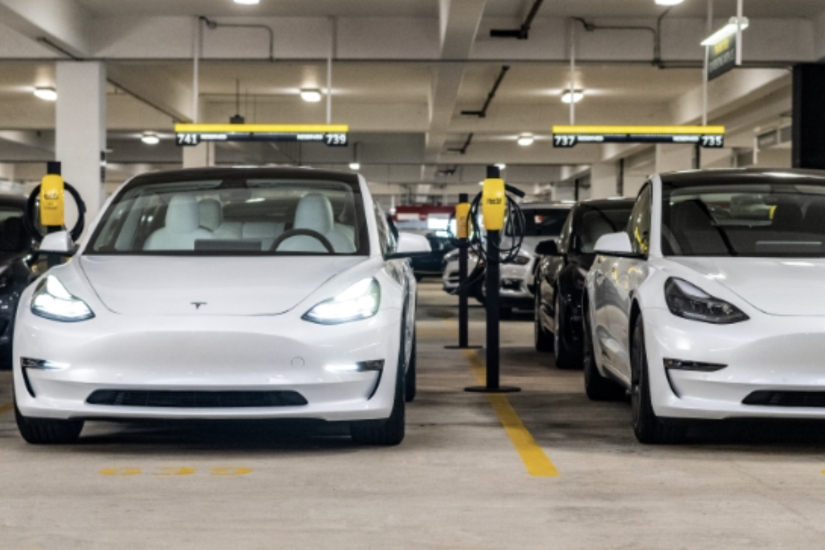 A Tesla Model 3 available for rent at Hertz, a company backed by Certares. Source: Hertz.