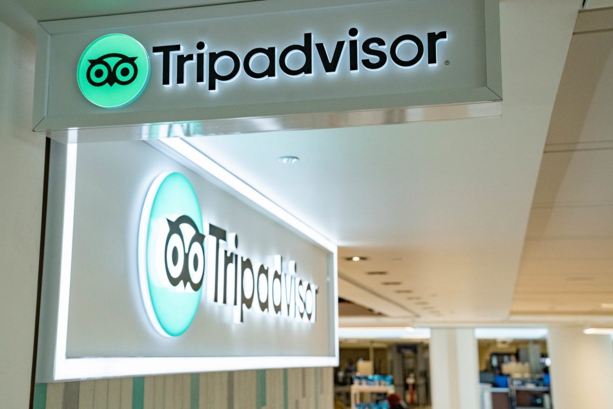 A Tripadvisor Logo at its branded story at the Memphis Tennessee Airport. 