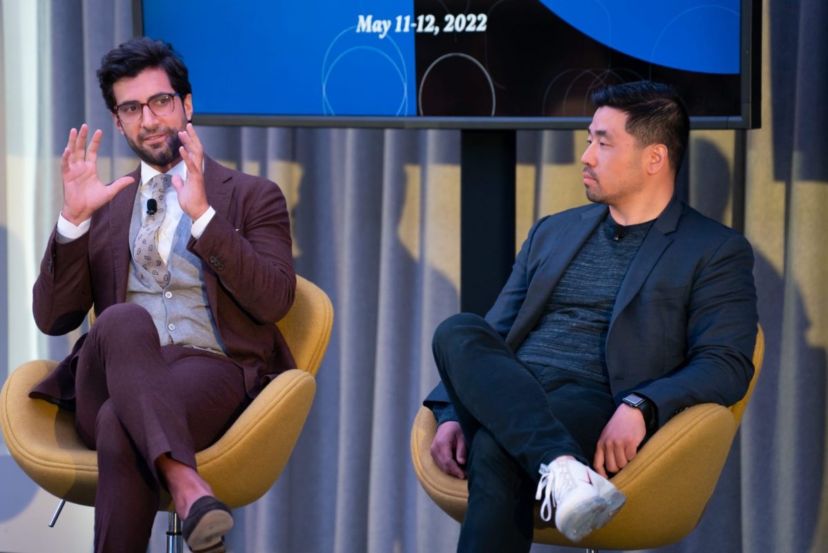 Rami Zeidan (left) of Life House and Ernest Lee of CitizenM discussed “Staying Ahead of Future Shifts in Lodging” Thursday at Skift’s Future of Lodging Forum in New York City.