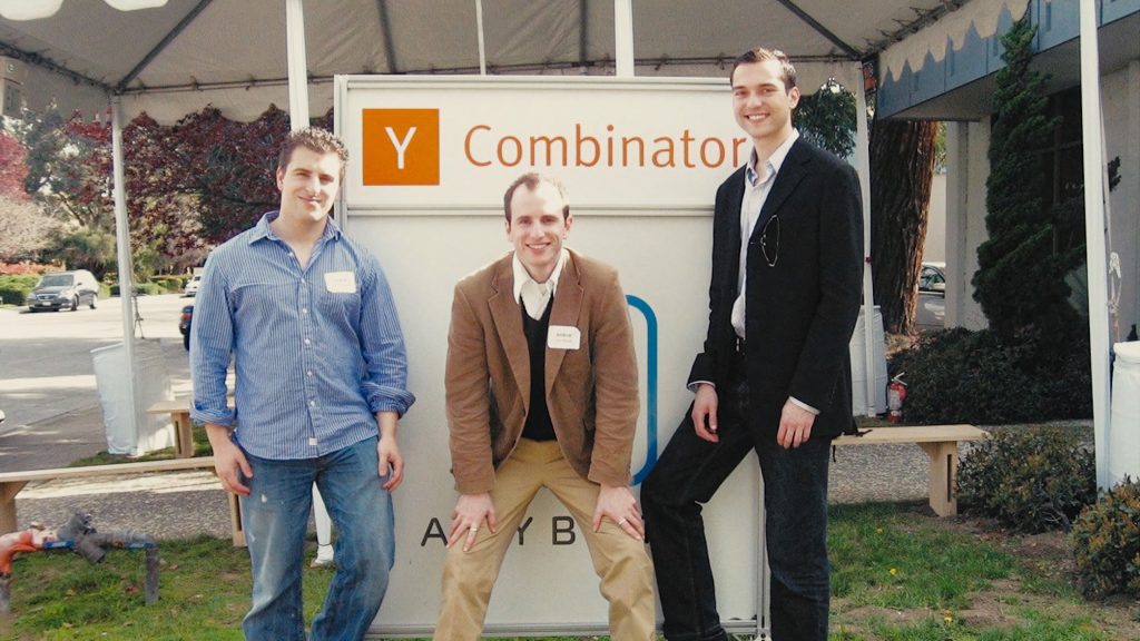 Airbnb co-founders (from left) Brian Chesky, Joe Gebbia and Nathan Blecharczyk at Y Combinator in 2009.