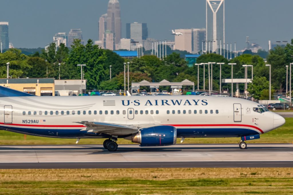 A US Airways plane on the tarmac.