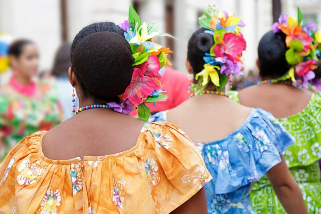 Dancers in traditional costumes in Puerto Rico