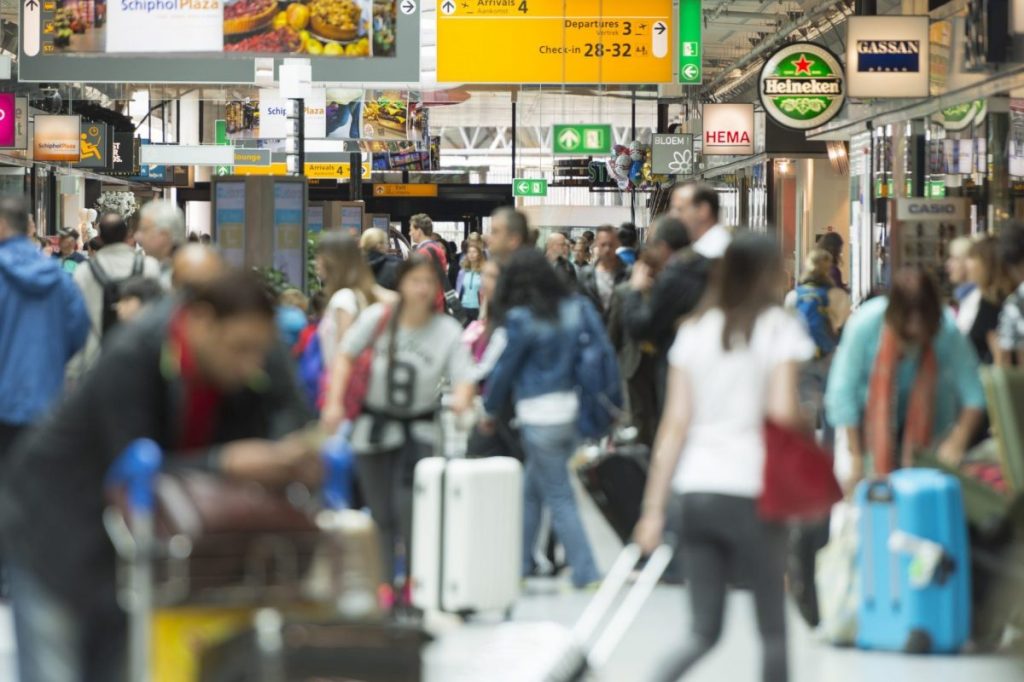 Airport mayhem with crowds in Europe.