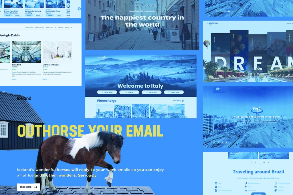 Collage of best designed tourism websites