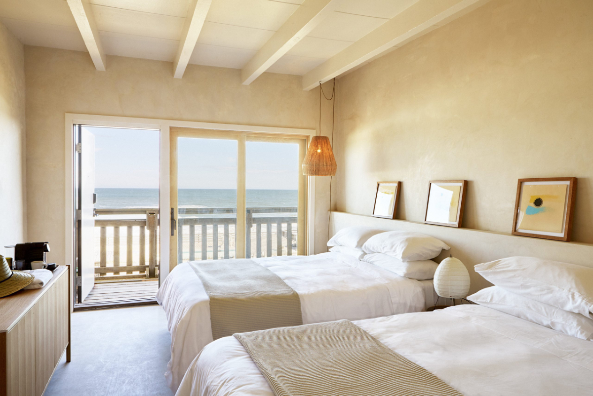A guest room at the Marram Montauk, a boutique hotel in Montauk, New York. Source: Marram Montauk.