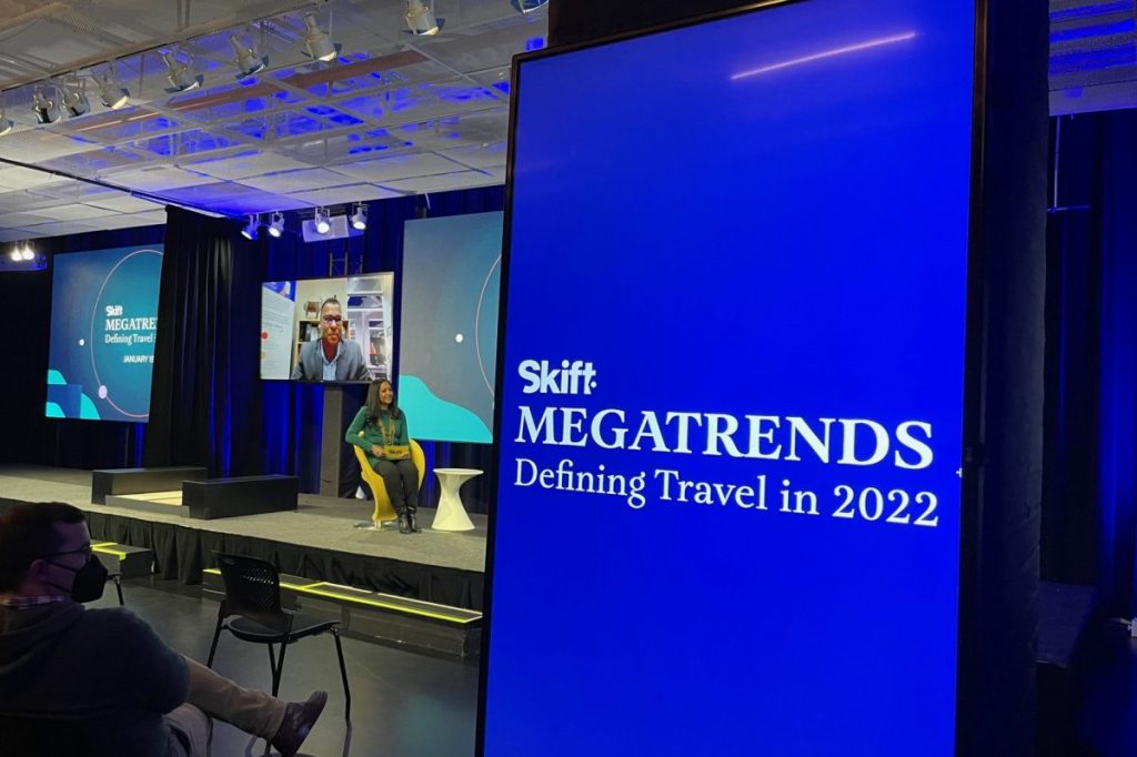 Sign from Skift's 2022 Megatrends presentation in New York City in January, 2022.