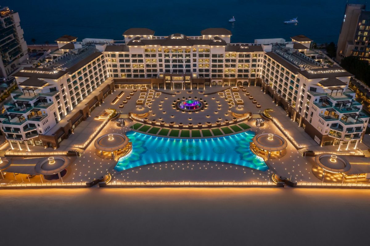 Nightview of the recently-opened Taj Exotica Resort & Spa, The Palm in Dubai.