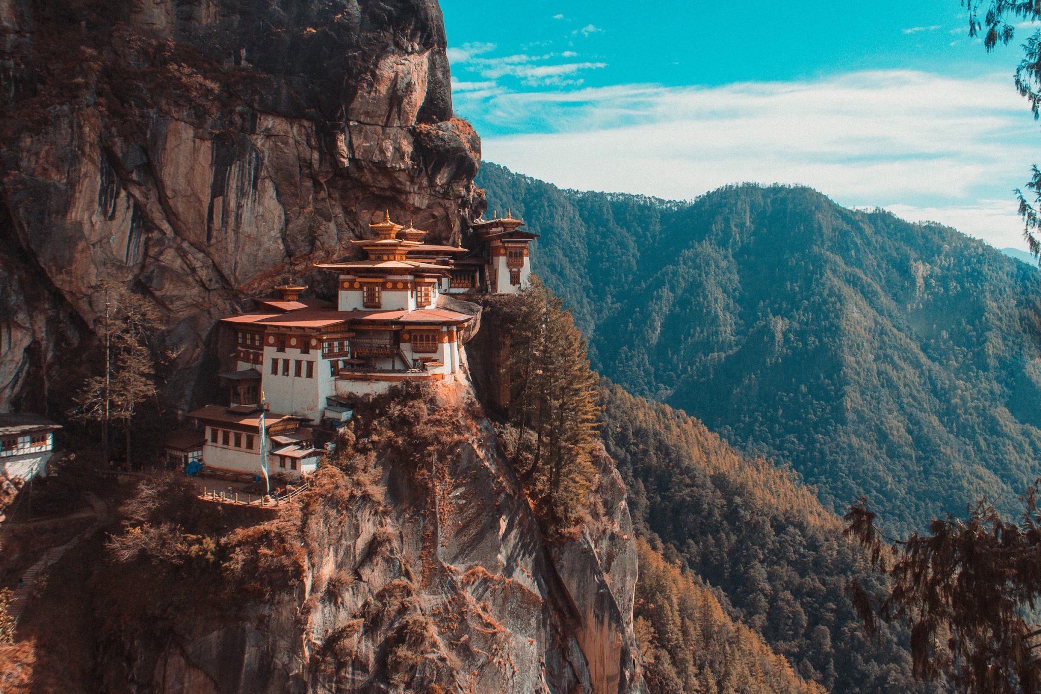 Tiger’s Nest, Taktsang Trail, Paro, Bhutan. The country of Bhutan is implementing a more quality-based approach to tourism.