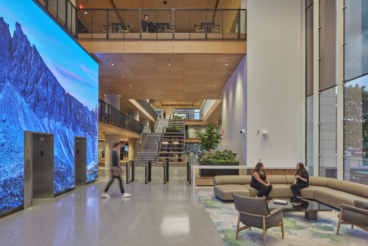 The lobby reception area at Marriott International's new headquarters in Bethesda, Maryland. Source: Marriott International.