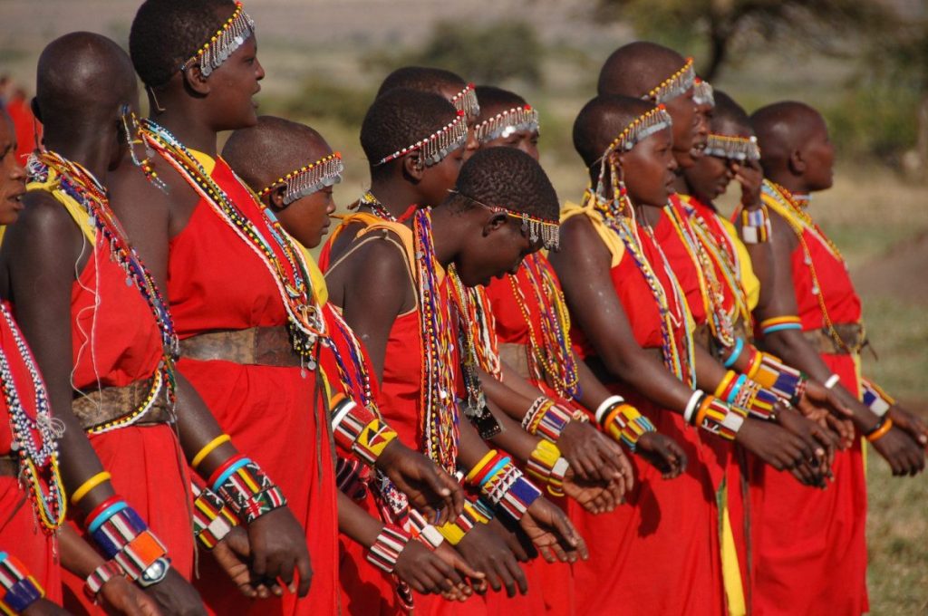 Masai women in traditional clothing Kenya by Dylan Walters