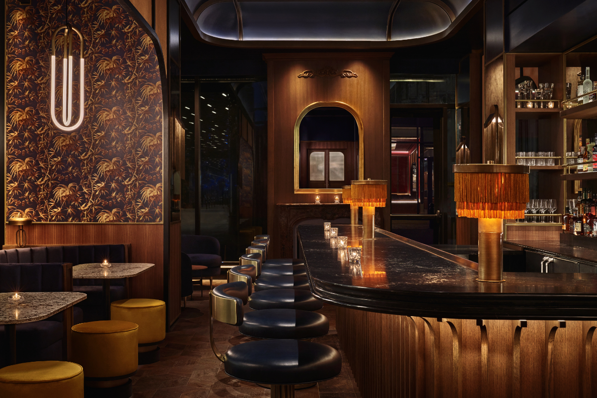 A view of one bar with something of a Murder on the Orient Express vibe at the soon-to-open Pendry D.C. Source: Montage International.