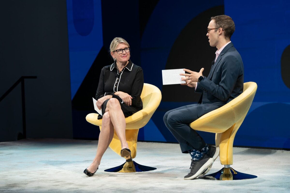 JetBlue President Joanna Geraghty spoke with Airline Weekly Editor Edward Russell at Skift Global Forum in Manhattan September 20, 2022. 