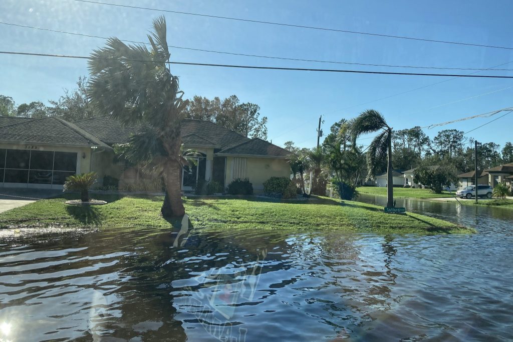 Flooding and wind damage in Florida in the aftermath of Hurricane Ian. 