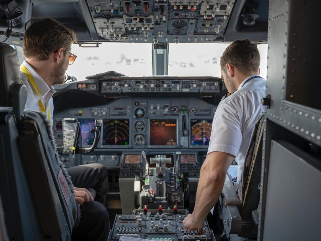 Pilots in a cockpit