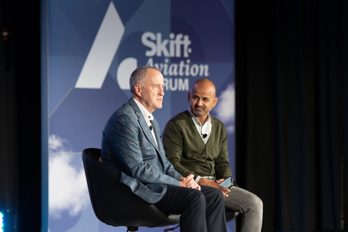 Sean Donohue, CEO of Dallas Fort Worth (DFW) International Airport, speaking at Skift Aviation Forum in Dallas, Texas, on November 16, 2022.