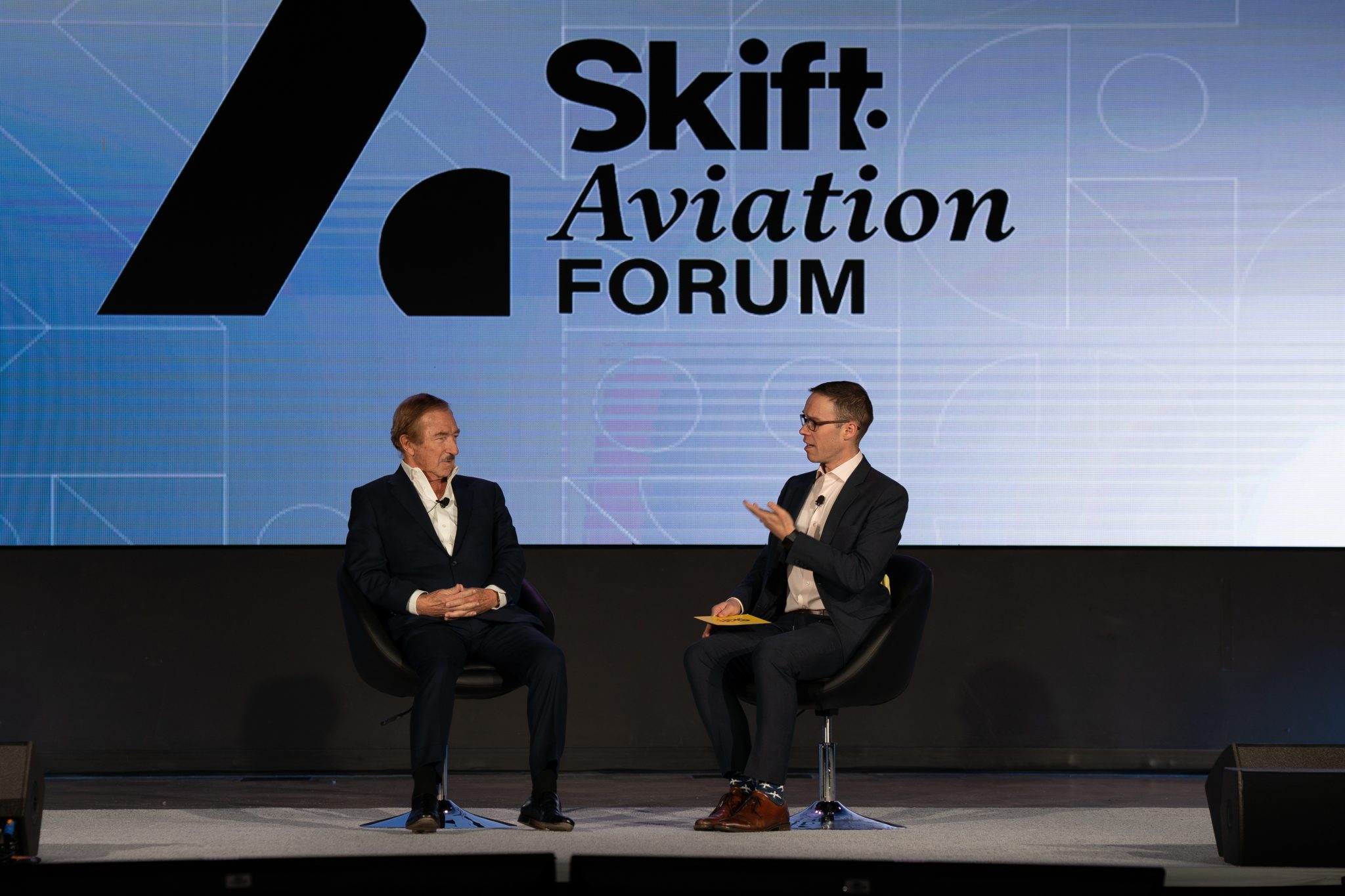Steven Udvar-Hazy, chairman and co-founder of Air Lease Corp., in discussion with Airline Weekly Editor Edward Russell at Skift Aviation Forum in Dallas.
