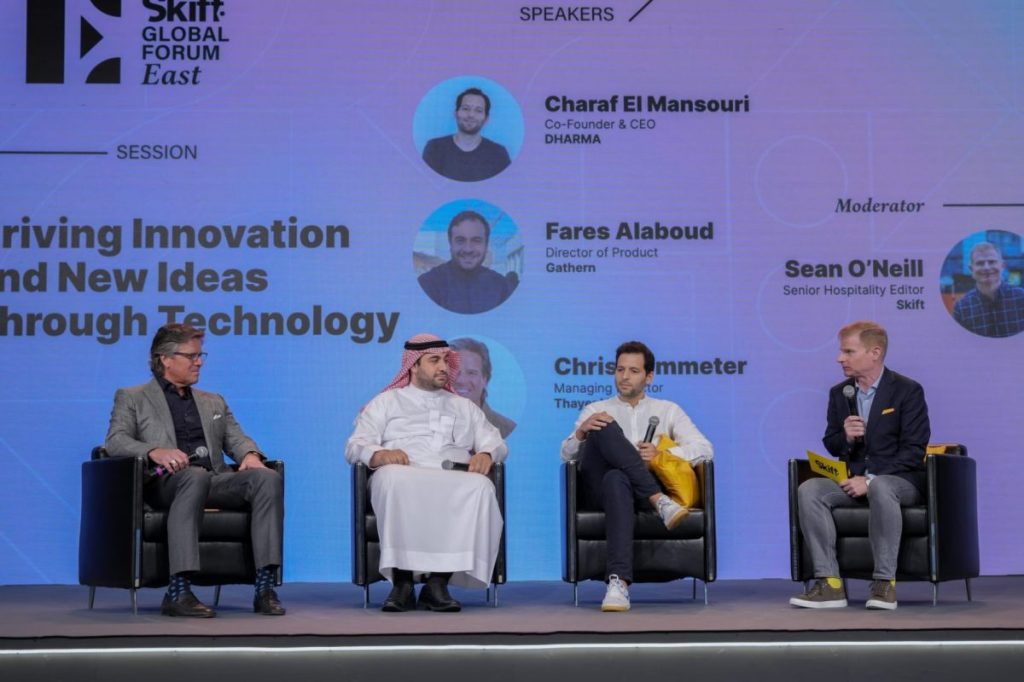 Charaf El Mansouri, co-founder & CEO of Dharma, Fares Alaboud, head of product at Gathern, Chris Hemmeter, partner at Thayer Ventures with Skif t Hospitality Editor Sean O'Neill. - Moderator: Sean O’Neill: