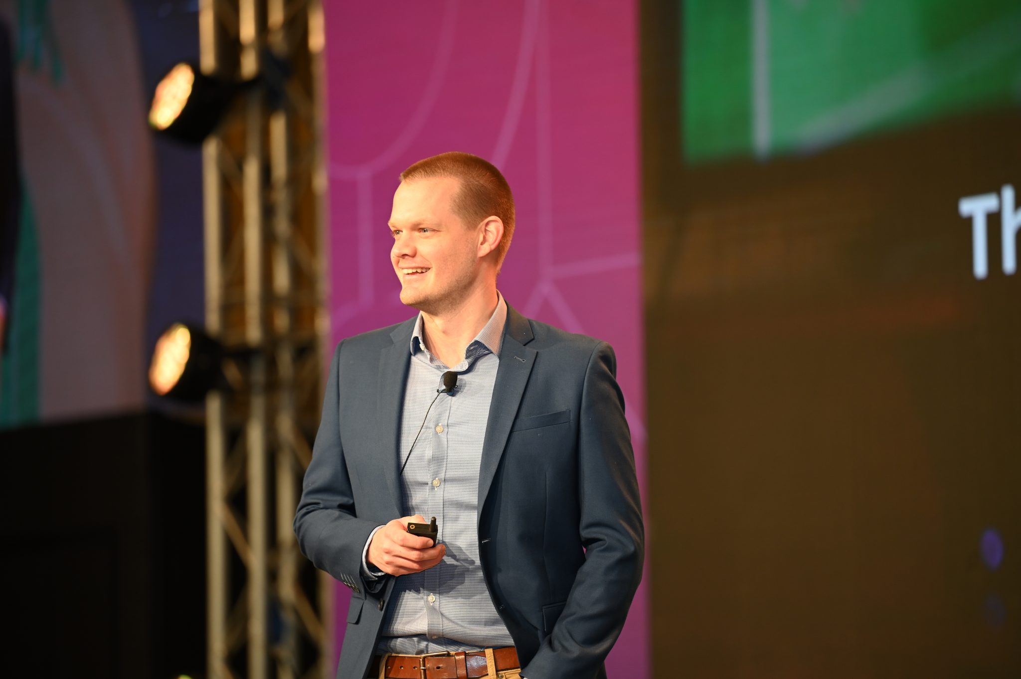 Skift Research Dirctor Wouter Geerts on stage at Skift Global Forum East on Dec. 14, 2022 in Dubai. 