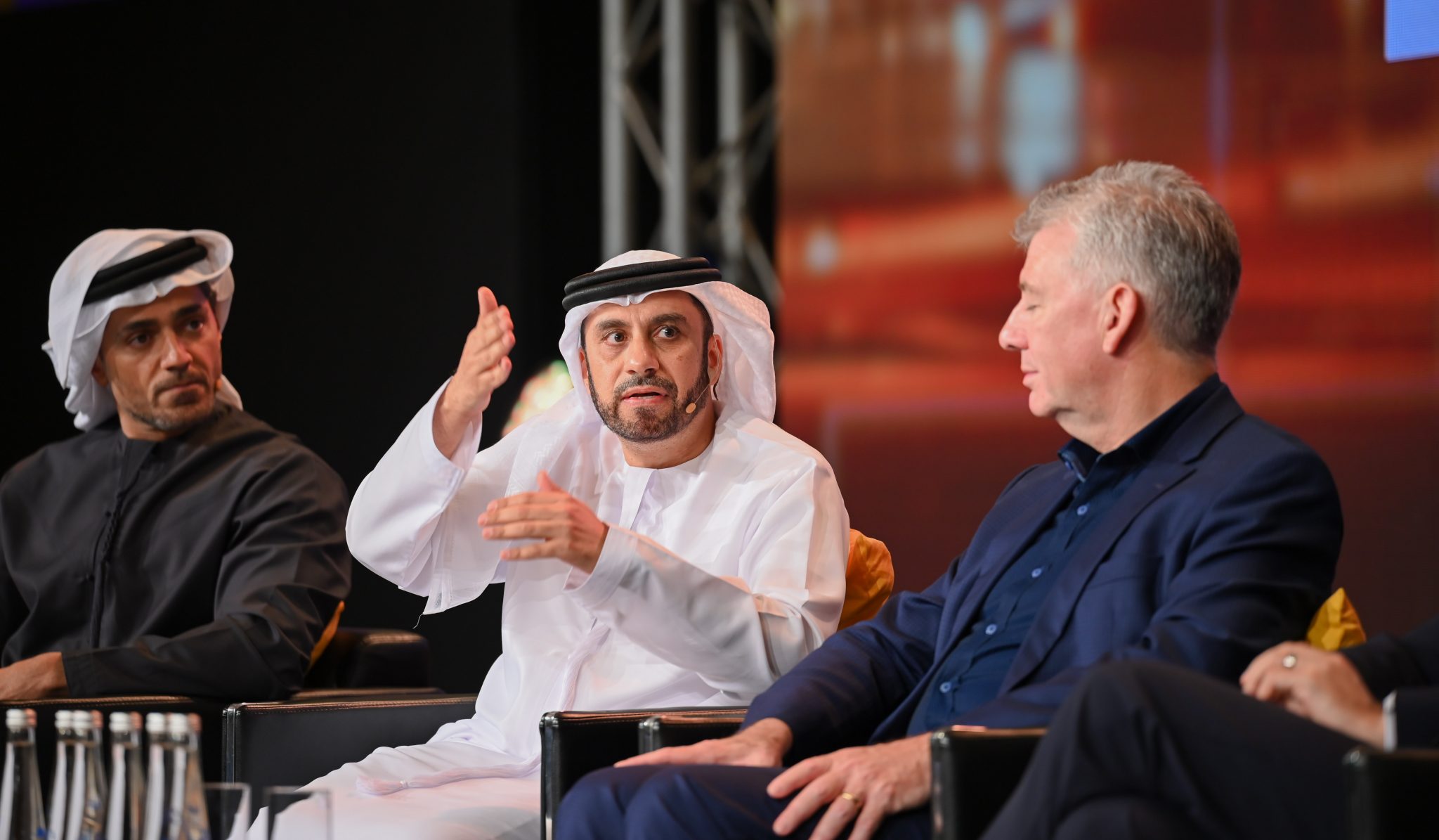 From left: Issam Kazim, Dubai Corporation for Tourism; Adnan Kazim, Emirates Airlines; Paul Griffiths, Dubai Airport; Philippe Zuber, Kerzner; and Rafat Ali, Skift.