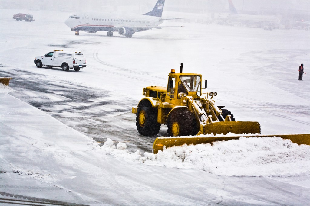 Snow on an airport runaway