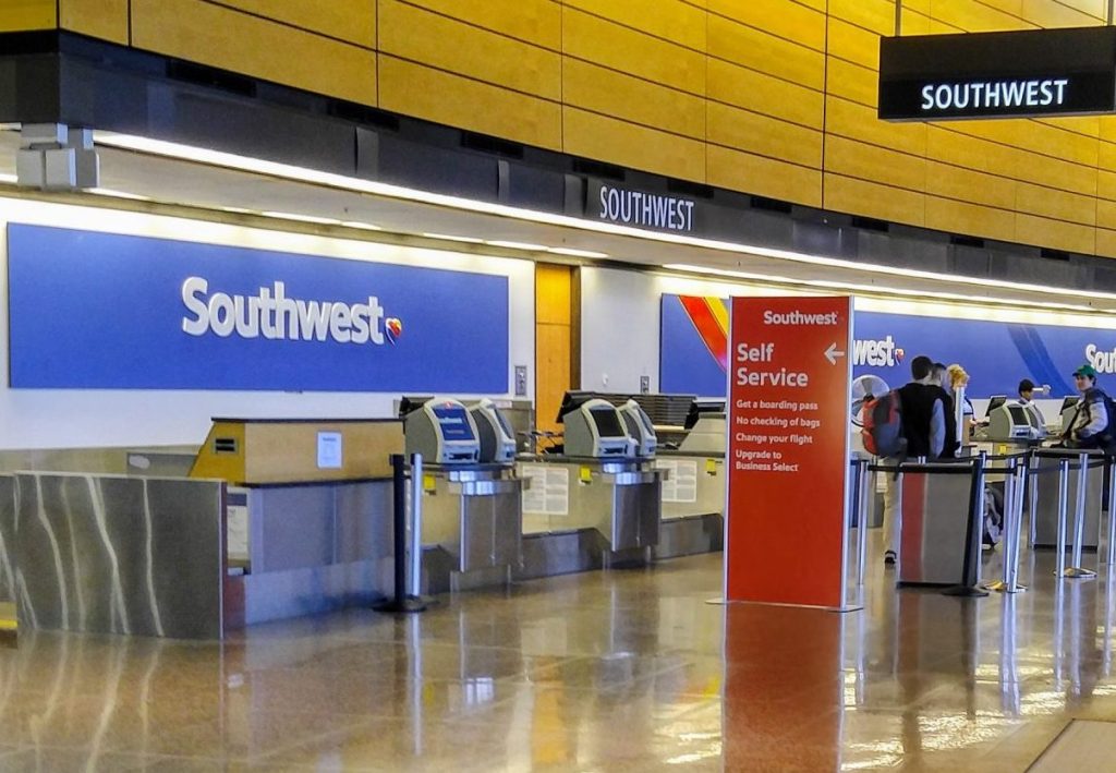 Check-in for travelers flying on Southwest Airlines