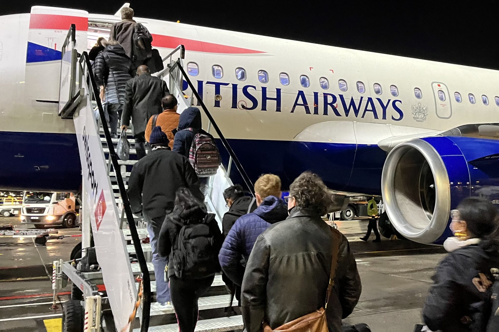 Pictured, Passengers boarding British Airways plane by stairs at Dublin’s airport.  Business travel is fairly strong in South America. Source: Skift