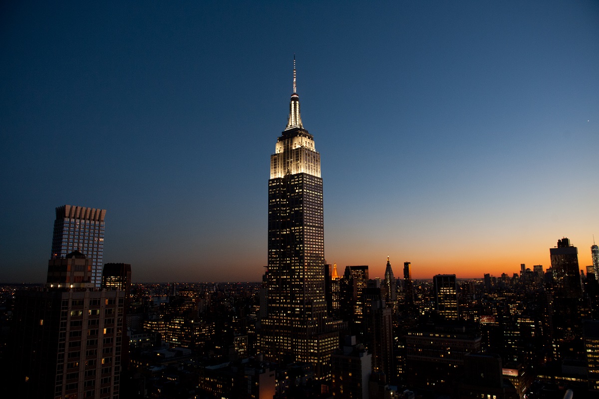 New York City at sunset, with view of the Empire State Building. Source: EPS