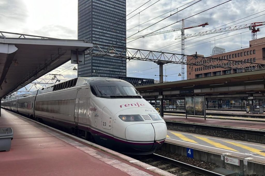 A Renfe train at the station in Lyon, France.