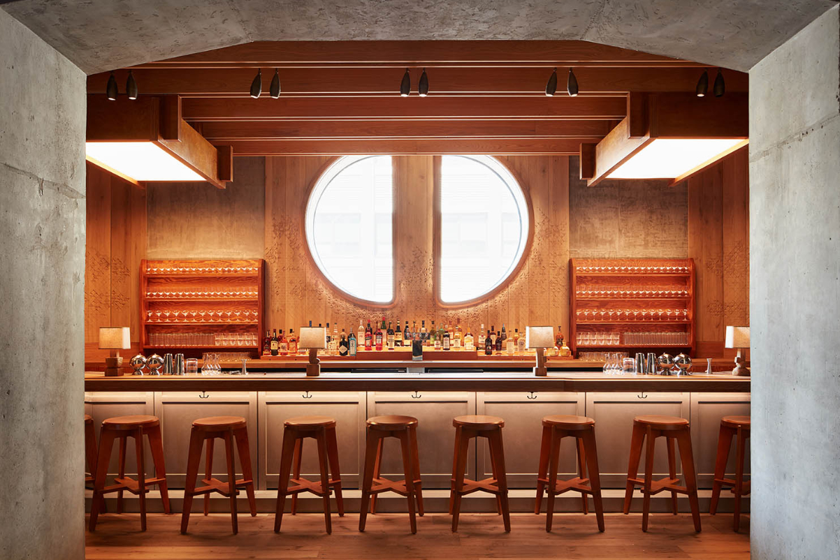 The bar at the Ace hotel in Brooklyn. 