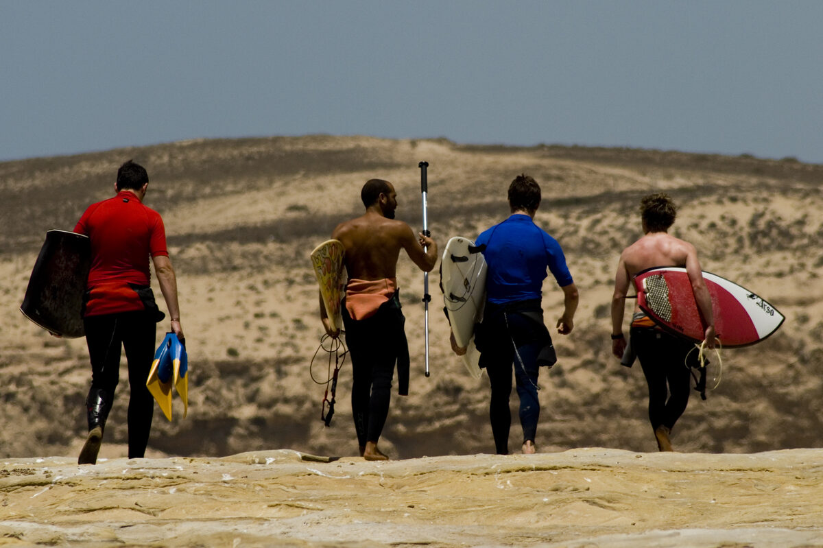 A group of surfers in Morocco