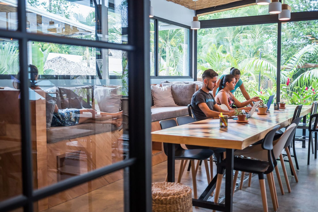 Co-working is important to some Gen Z travelers in an age of blended, or bleisure, travel and hybrid working. Selina La Fortuna in La Fortuna, Costa Rica, offers co-working. Selina runs the Remote Year program, too. Source: Selina.