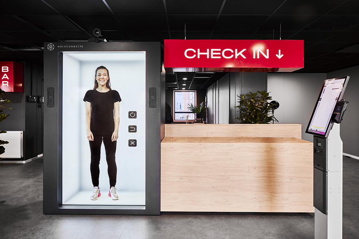 The new Aiden boutique hotel in Herning, Denmark has a hologram system (pictured) at the front desk.